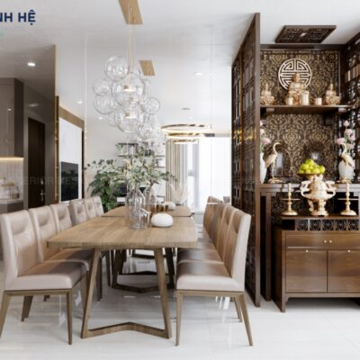 2. Ốp vách kính cạnh bàn ăn